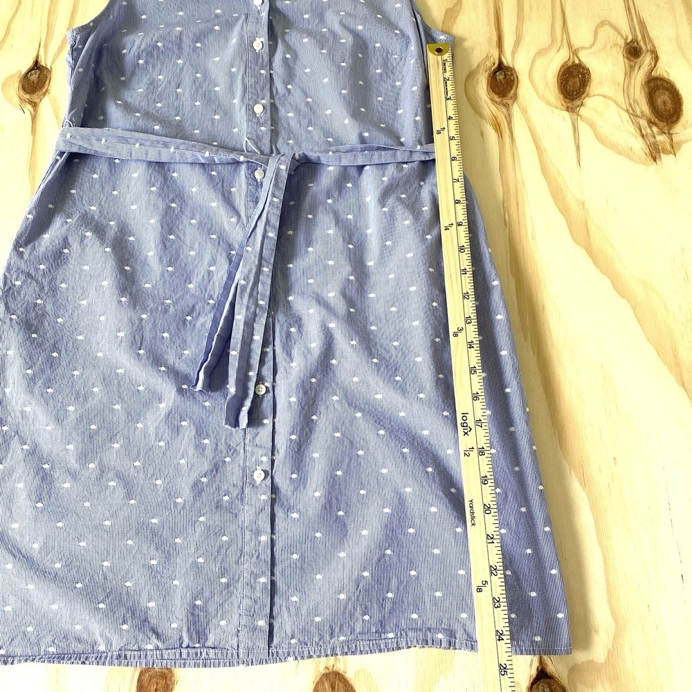 Tommy Hilfiger Blue White Gingham Polka Dot Tie Waist Shirt Dress Size 8 - Picture 10 of 11